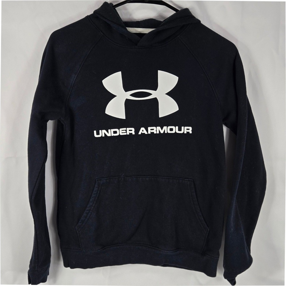 Under Armour Youth Large Hoodie Black‎ ColdGear Big Logo Pullover Sweatshirt YLG